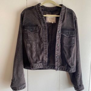 Anthropologie Black Denim Jacket Size Large